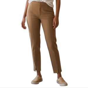 Crosby Women Straight Leg Front Slit Ankle Pants Camel Stretch Workwear Size 12